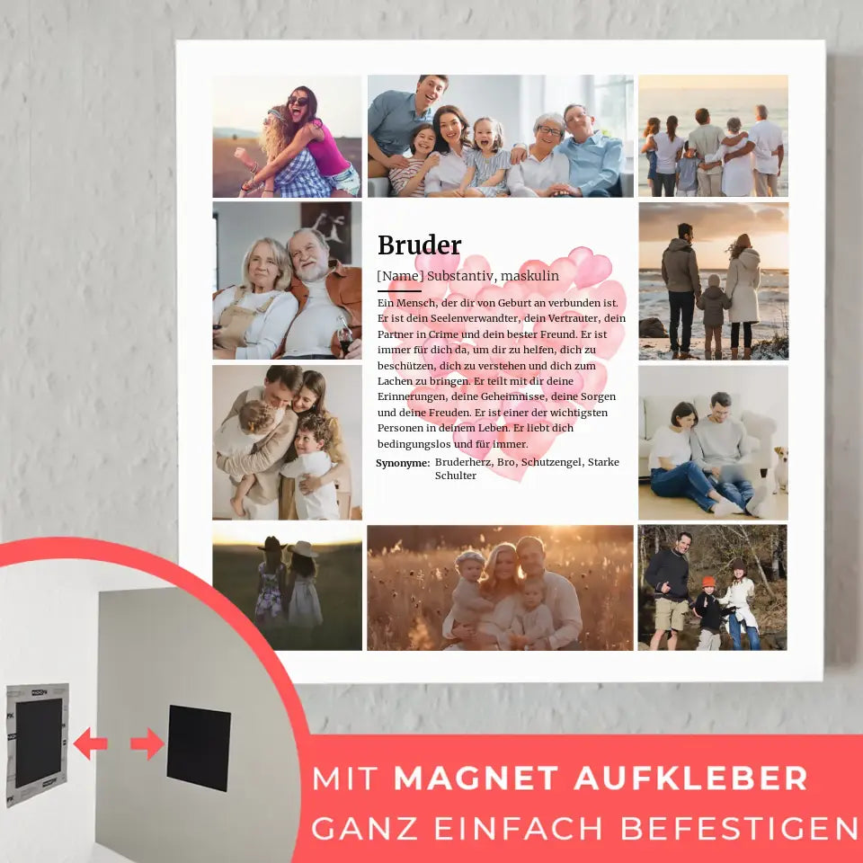 Bruder Definition Fotoboard Personalisiert mit 10 Fotos Herzen