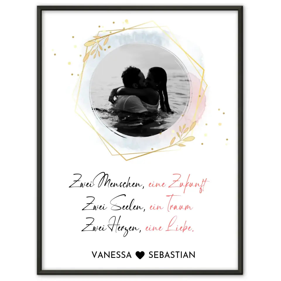 Liebes Poster Foto Wandbild Zwei Menschen Mit Foto & Namen