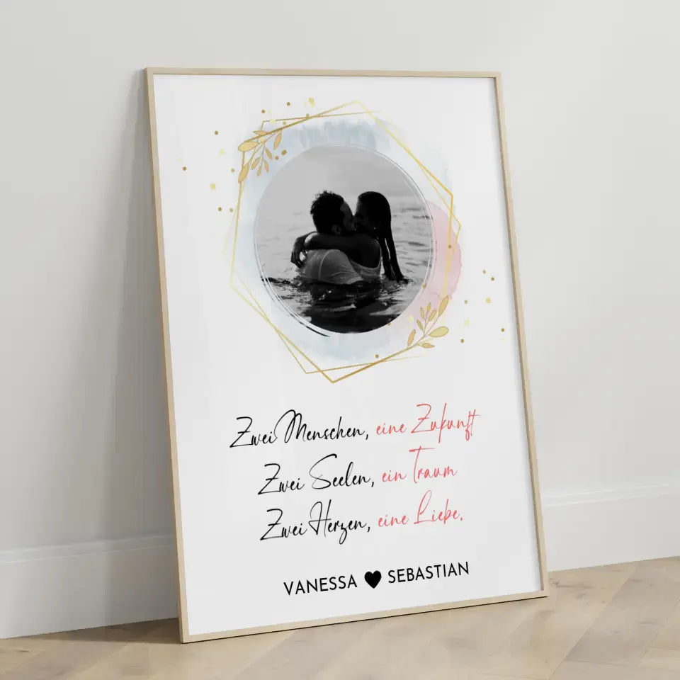 Liebes Poster Foto Wandbild Zwei Menschen Mit Foto & Namen