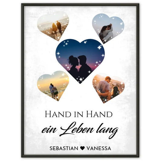 Personalisiertes Poster mit 5 Herzen Eigenes Design Mit Fotos & Namen Spruch wählbar