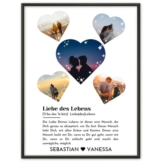 Personalisiertes Poster mit 5 Herzen Liebe Definition Mit Fotos & Namen