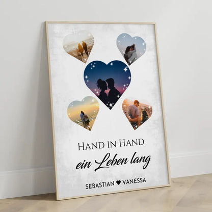 Personalisiertes Poster mit 5 Herzen Eigenes Design Mit Fotos & Namen Spruch wählbar