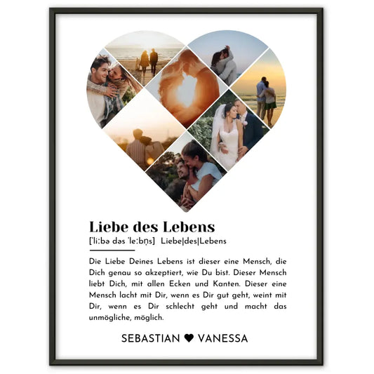 Personalisiertes Poster mit Herz aus Fotos Liebe Definition Mit 8 Fotos & Namen
