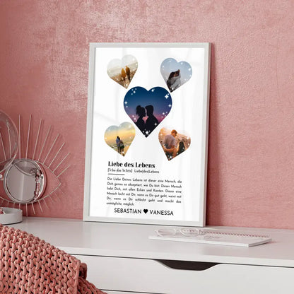 Personalisiertes Poster mit 5 Herzen Liebe Definition Mit Fotos & Namen