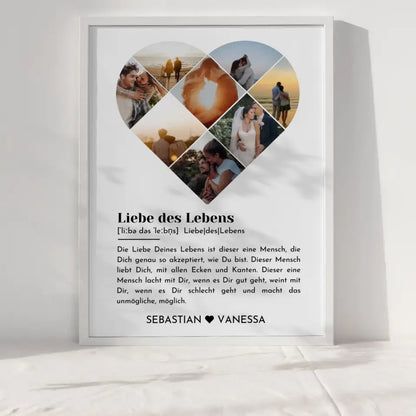 Personalisiertes Poster mit Herz aus Fotos Liebe Definition Mit 8 Fotos & Namen