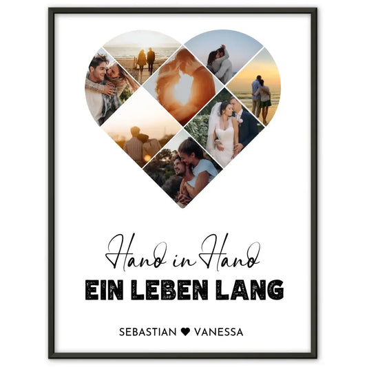 Personalisiertes Poster mit Herz aus Fotos Eigener Text Mit 8 Fotos & Namen & Wunschtext