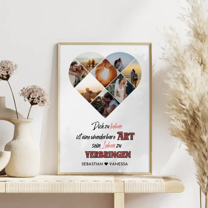 Personalisiertes Poster mit Herz aus Fotos Dich zu Lieben Mit 8 Fotos & Namen