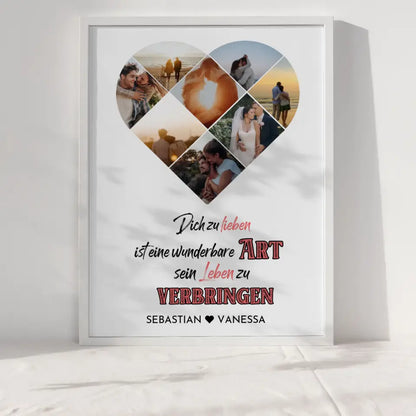 Personalisiertes Poster mit Herz aus Fotos Dich zu Lieben Mit 8 Fotos & Namen