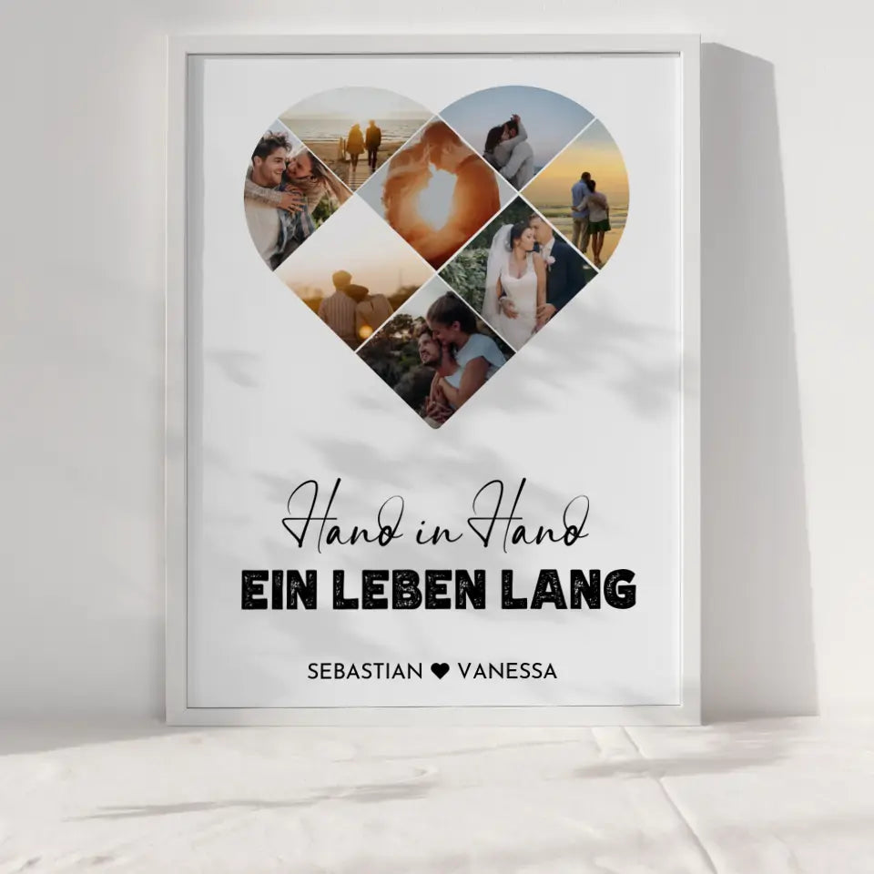 Personalisiertes Poster mit Herz aus Fotos Eigener Text Mit 8 Fotos & Namen & Wunschtext