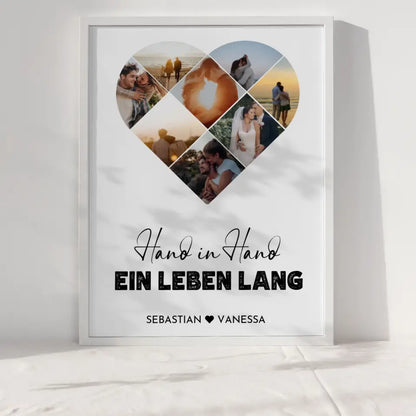 Personalisiertes Poster mit Herz aus Fotos Eigener Text Mit 8 Fotos & Namen & Wunschtext