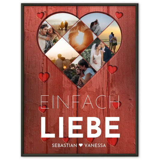 Personalisiertes Poster Paar Herz aus Fotos Eigenes Design Rot Mit 8 Fotos & Namen & Spruch wählbar