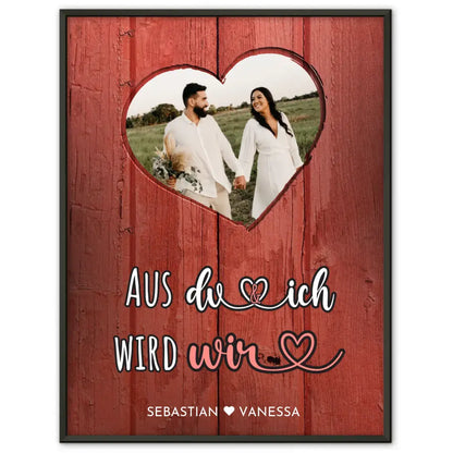 Personalisiertes Poster Paar Herz Poster Eigenes Design Rot Mit Foto & Namen Spruch wählbar