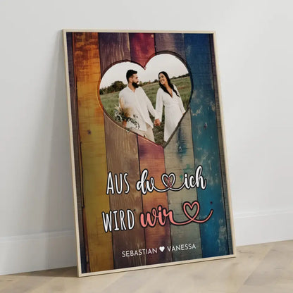 Personalisiertes Poster Paar Herz Poster Eigenes Design Bunt Mit Foto & Namen Spruch wählbar