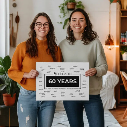 Leinwand Geschenk Cheers To 60 Geburtstag Für Unterschriften oder Namen