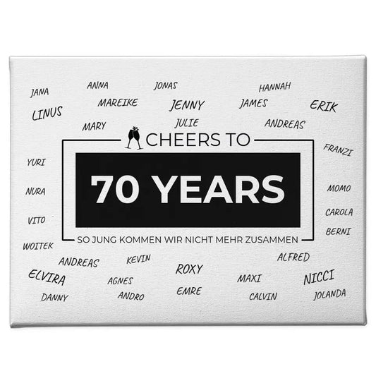 Eigenes Design Leinwand Cheers To 70 Geburtstag Mit Unterschriften 1