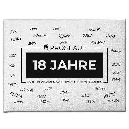 Leinwand Geschenk Prost Auf 18 Geburtstag Für Unterschriften 1