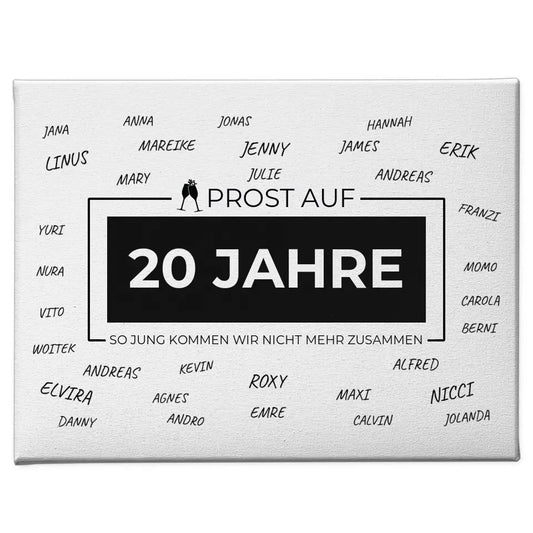 Geschenk Leinwand personalisiert Prost Auf 20 Geburtstag Mit Unterschriften 1