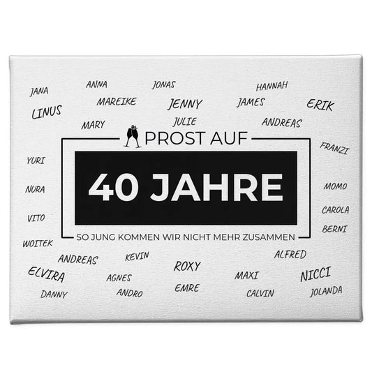 Leinwand personalisiert Prost Auf 40 Geburtstag Mit Unterschriften 1