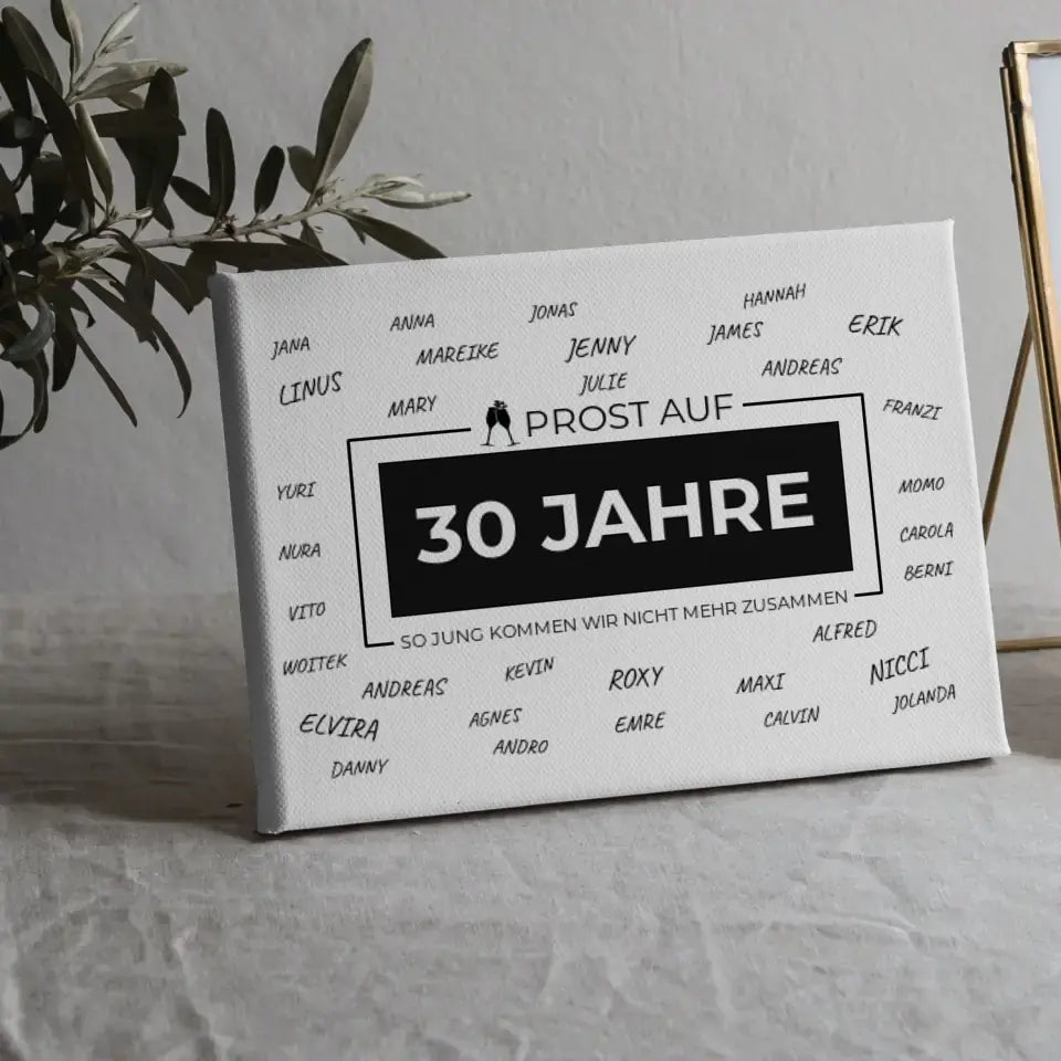 Leinwand Prost Auf 30 Geburtstag Für Unterschriften Personalisiert