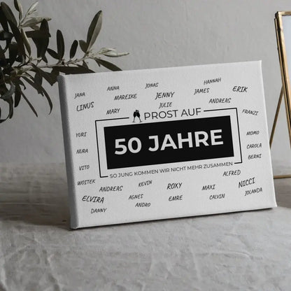 Personalisierte Leinwand Prost Auf 50 Geburtstag Für Unterschriften 5