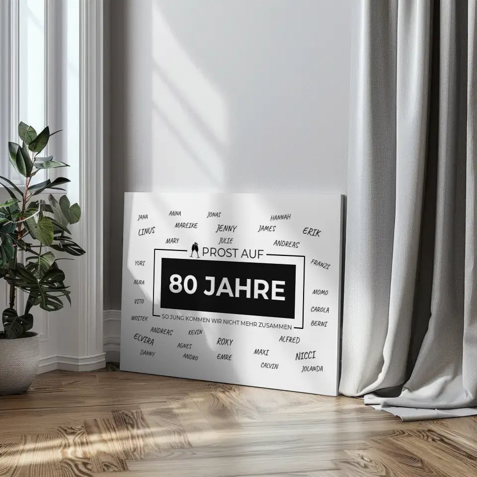 Leinwand Geschenk personalisiert Prost Auf 80 Geburtstag mit Namen