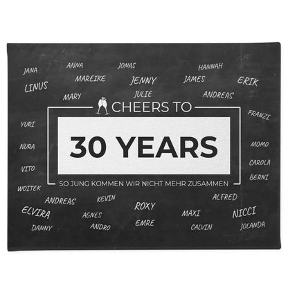 Leinwand als Geschenkidee Cheers To 30 Geburtstag Mit Unterschriften