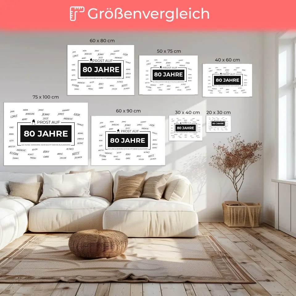 Leinwand Geschenk personalisiert Prost Auf 80 Geburtstag mit Namen