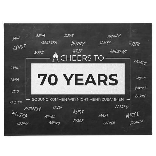 Leinwand personalisiert Cheers To 70 Geburtstag Mit Unterschriften 1