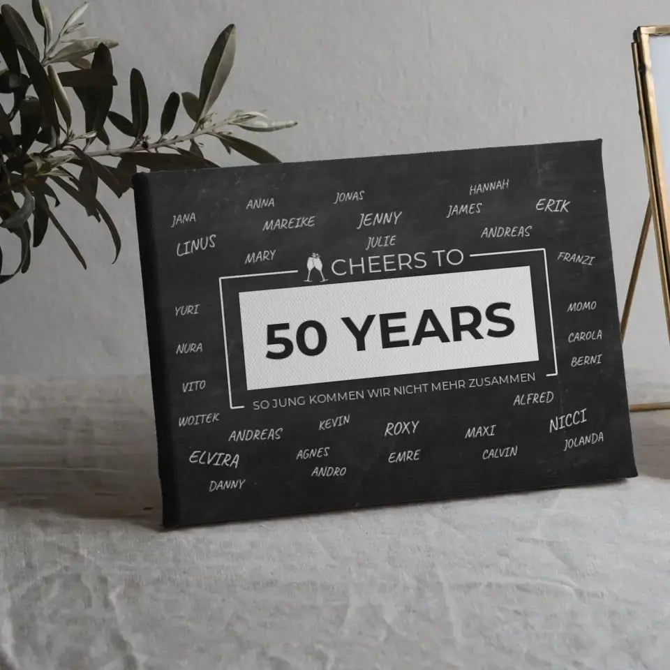 Geschenk Leinwand personalisiert Cheers To 50 Geburtstag mit Namen