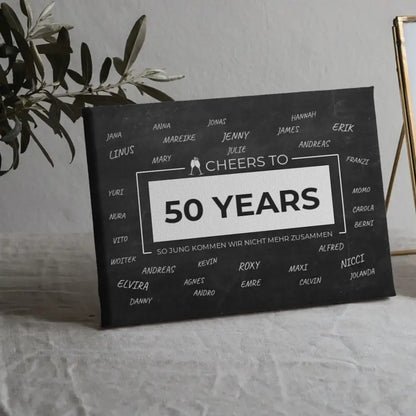 Geschenk Leinwand personalisiert Cheers To 50 Geburtstag mit Namen