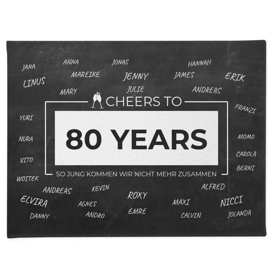 Personalisierte Leinwand Cheers To 80 Geburtstag Für Unterschriften 1