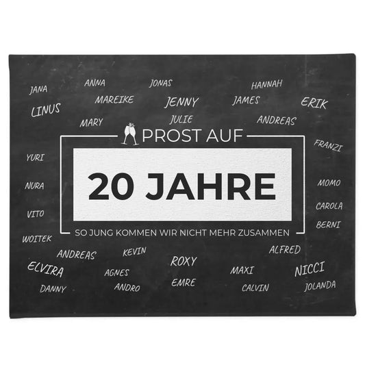 Leinwand Geschenk personalisiert Prost Auf 20 Geburtstag mit Namen 1