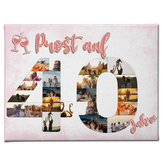 Individuelles Leinwand Prost Auf 40 Geburtstag Für Frauen Sekt Rosa 1