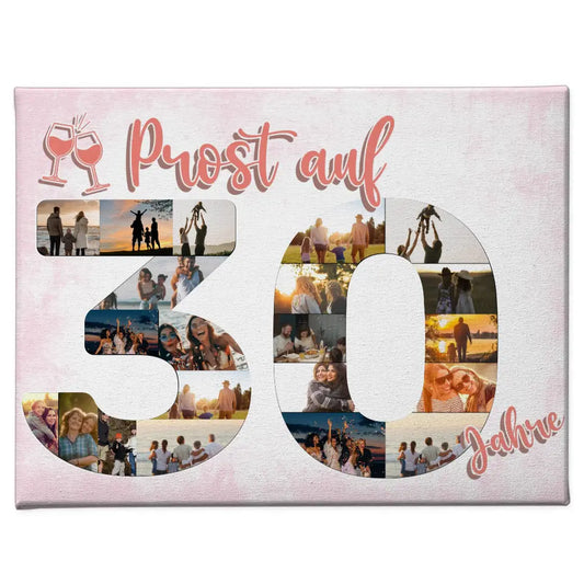 Geburtstags Leinwand personalisiert Prost Auf 30 Geburtstag Für Frauen Sekt 1