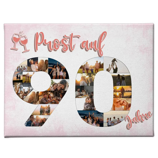 Leinwand als Geschenkidee Prost Auf 90 Geburtstag Für Frauen Sekt 1