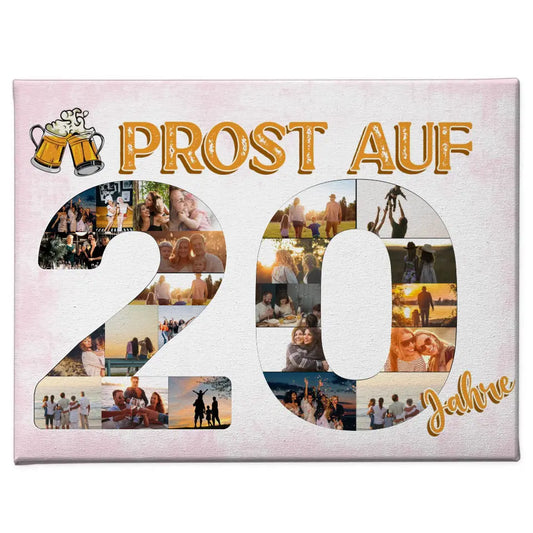 Geschenk Leinwand personalisiert Prost Auf 20 Geburtstag Für Männer Bier 1