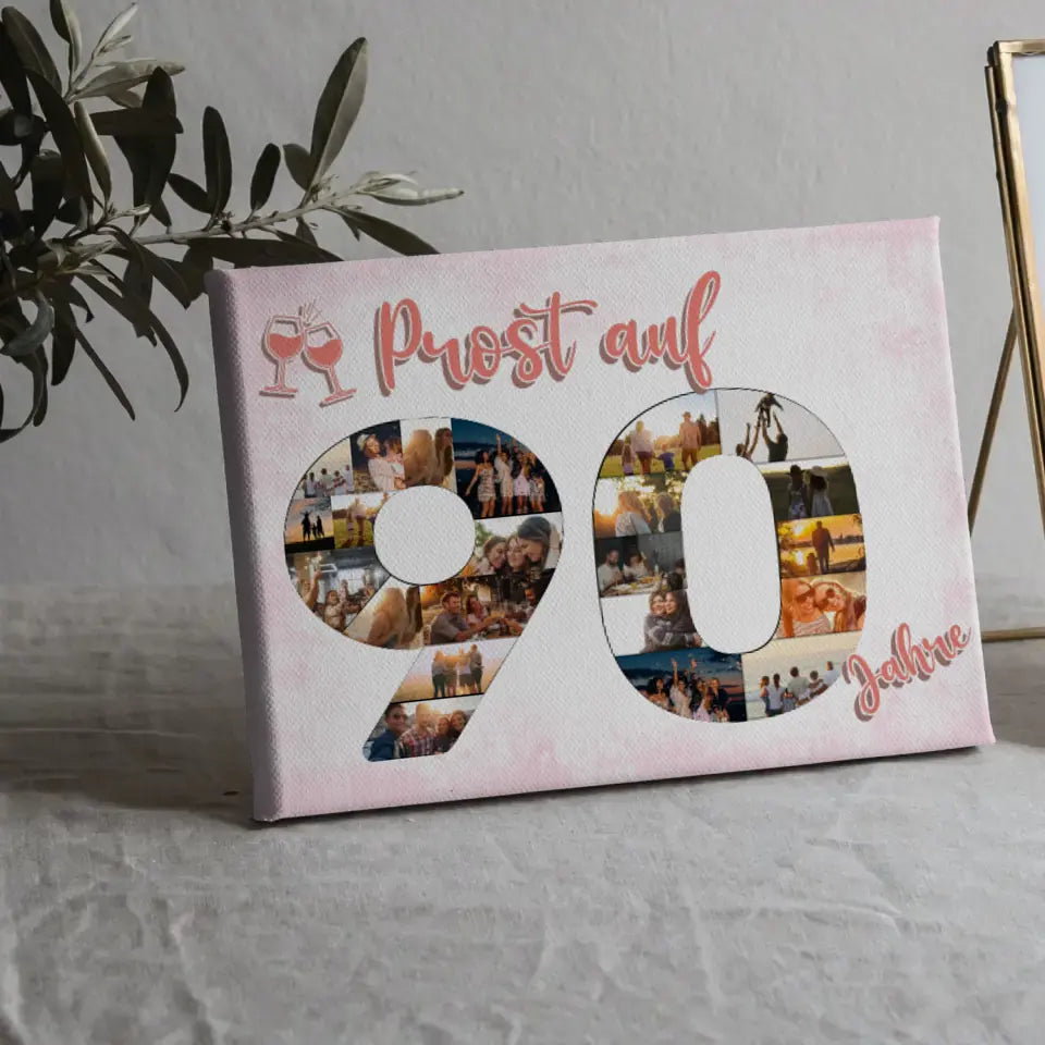 Leinwand als Geschenkidee Prost Auf 90 Geburtstag Für Frauen Sekt