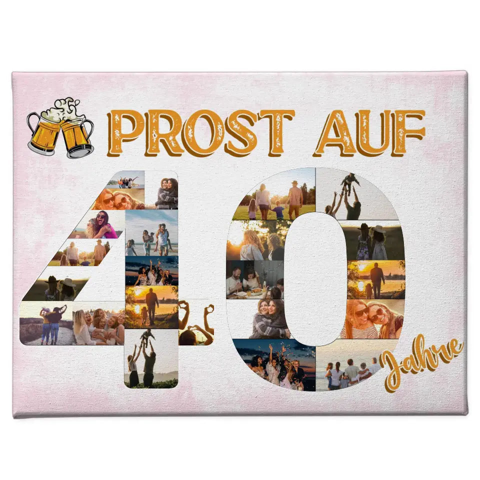 Leinwand personalisiert Prost Auf 40 Geburtstag Für Männer Bier