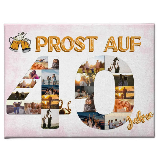 Leinwand personalisiert Prost Auf 40 Geburtstag Für Männer Bier 1