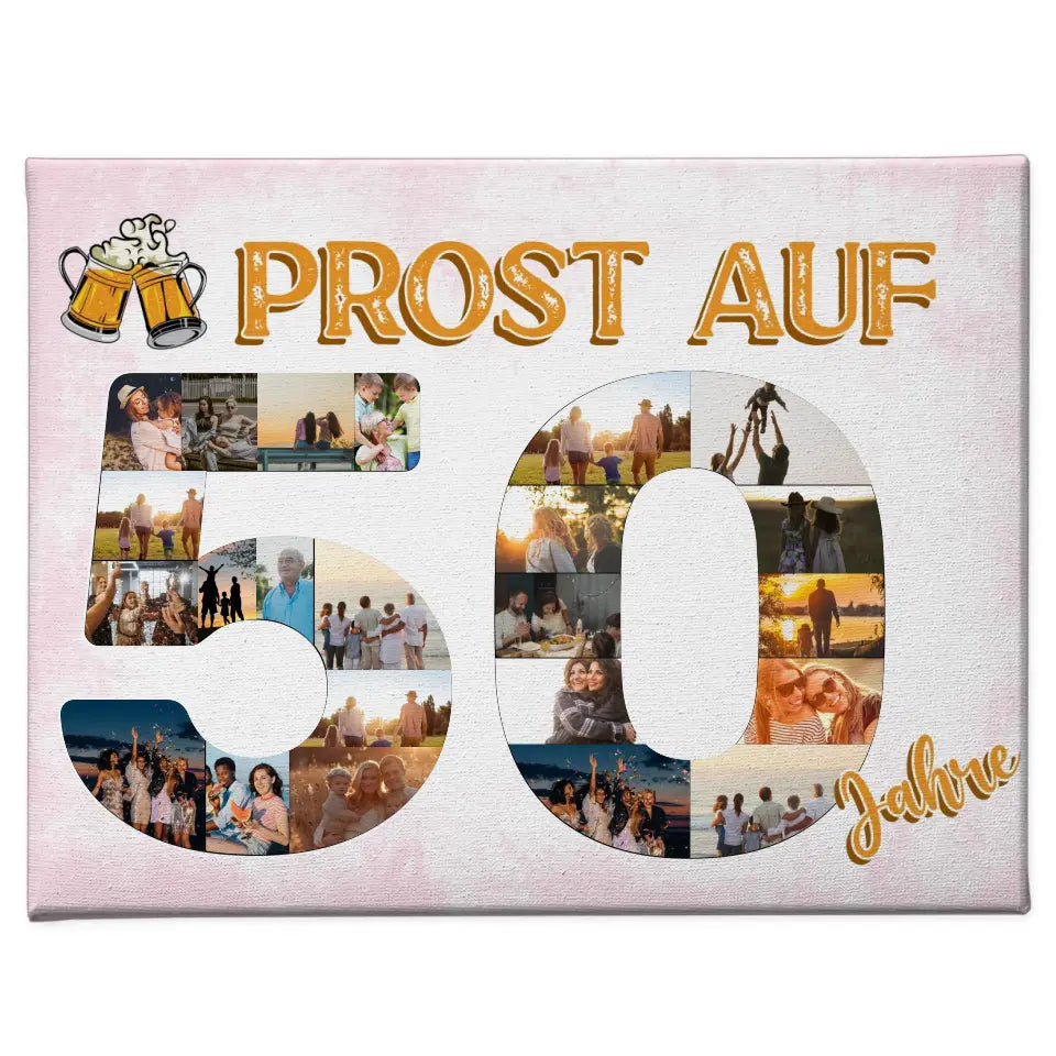 Personalisierte Leinwand Prost Auf 50 Geburtstag Für Männer Bier