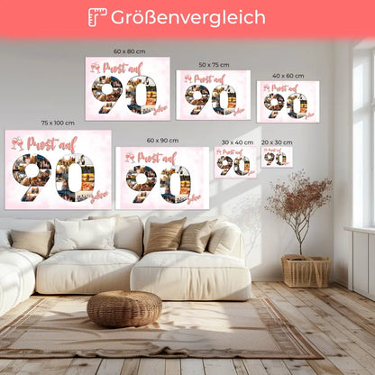 Leinwand als Geschenkidee Prost Auf 90 Geburtstag Für Frauen Sekt