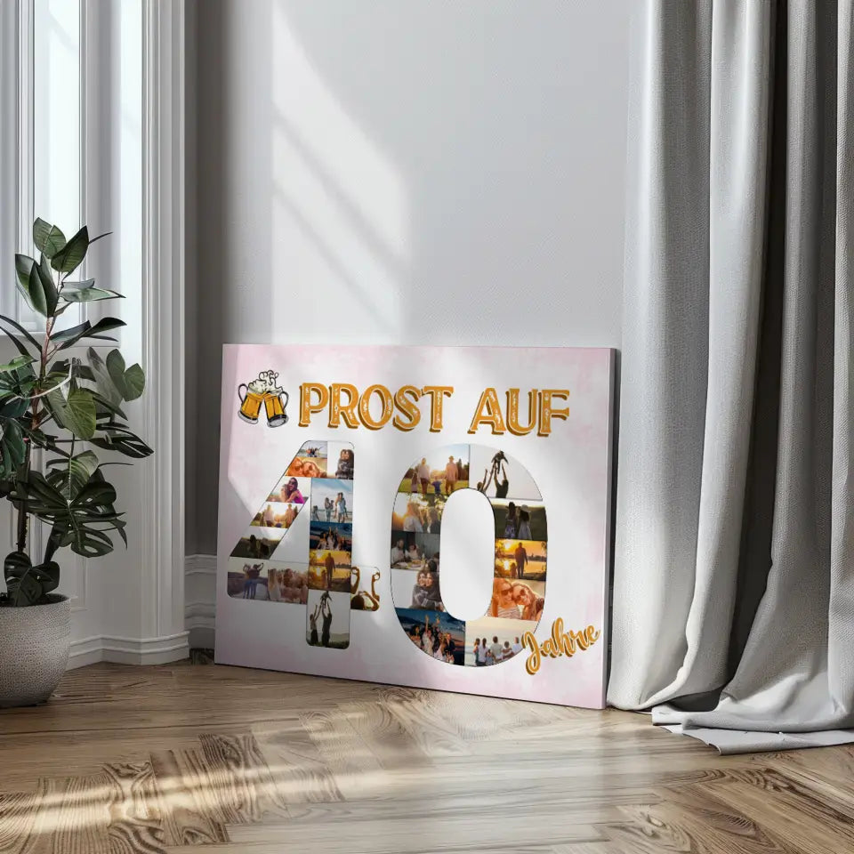 Leinwand personalisiert Prost Auf 40 Geburtstag Für Männer Bier