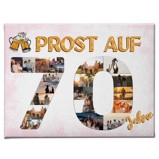 Individuelles Leinwand Prost Auf 70 Geburtstag Für Männer Bier 1