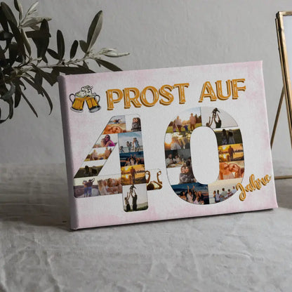 Leinwand personalisiert Prost Auf 40 Geburtstag Für Männer Bier