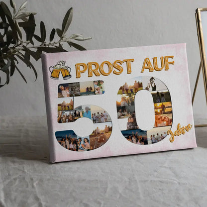 Personalisierte Leinwand Prost Auf 50 Geburtstag Für Männer Bier