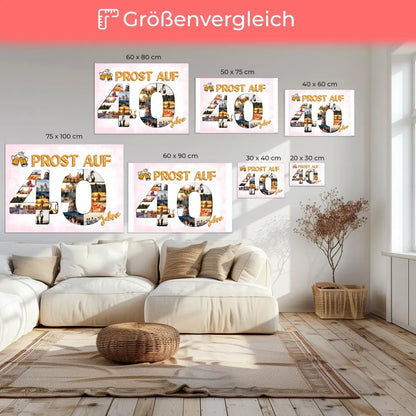 Leinwand personalisiert Prost Auf 40 Geburtstag Für Männer Bier