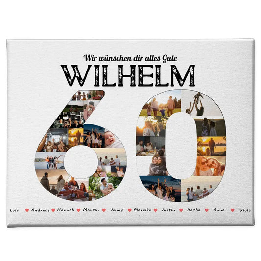 Leinwand zum 60 Geburstag mit Name & Fotos in Zahlen 1