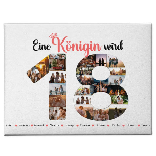 Individuelles Leinwand Königin wird 18 Geburtstag mit Fotos in Zahlen 1