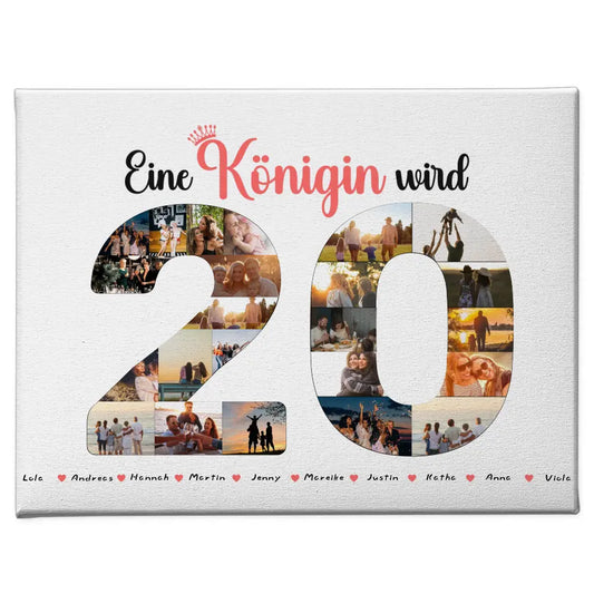Leinwand Geschenk personalisiert Königin wird 20 Geburtstag mit Fotos 1