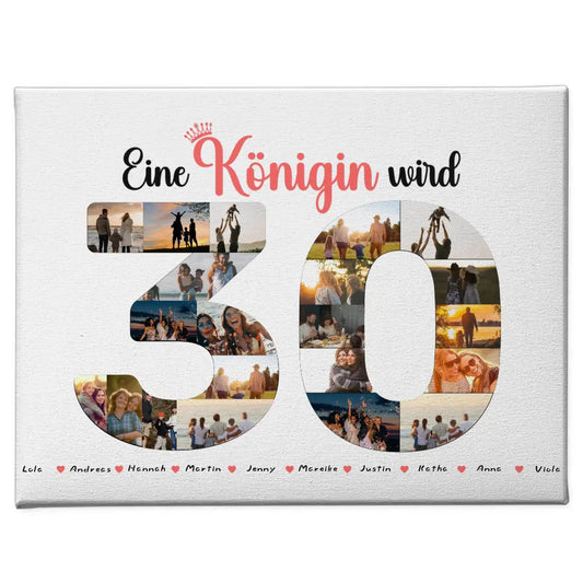Leinwand Geschenk Königin wird 30 Geburtstag mit Fotos in Zahlen 1
